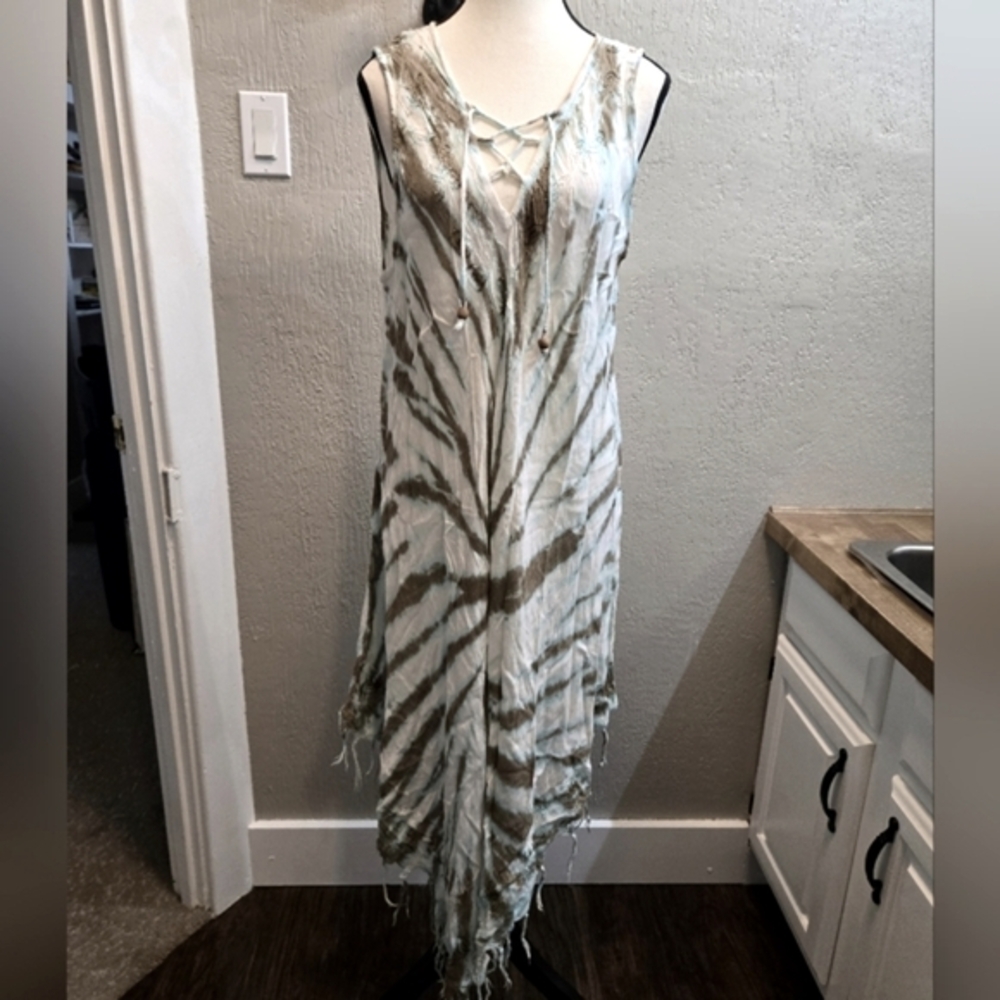 Ingear Resort Bohemian Tie-Dye Sleeveless Maxi Dress Cover Up